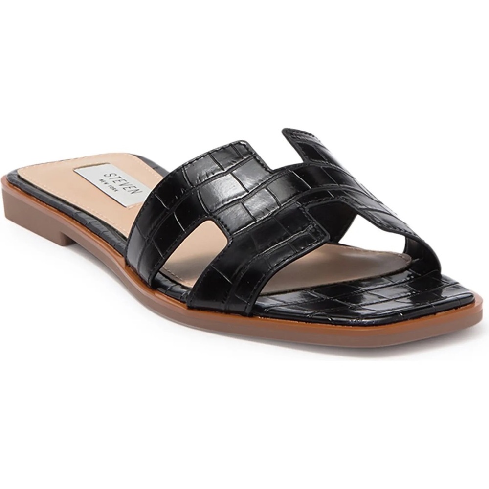 Steve Madden 🖤✨💼 Hadyn Harlien Black Crocodile Leather Sandal Size 7.5
